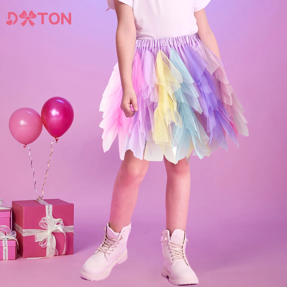 Dxton Girls tutu sukne nepravidelné tylové vrstvy nadýchané guľové šaty princezná pettiskirt gradient detské baletné večierky Vykonajte oblečenie