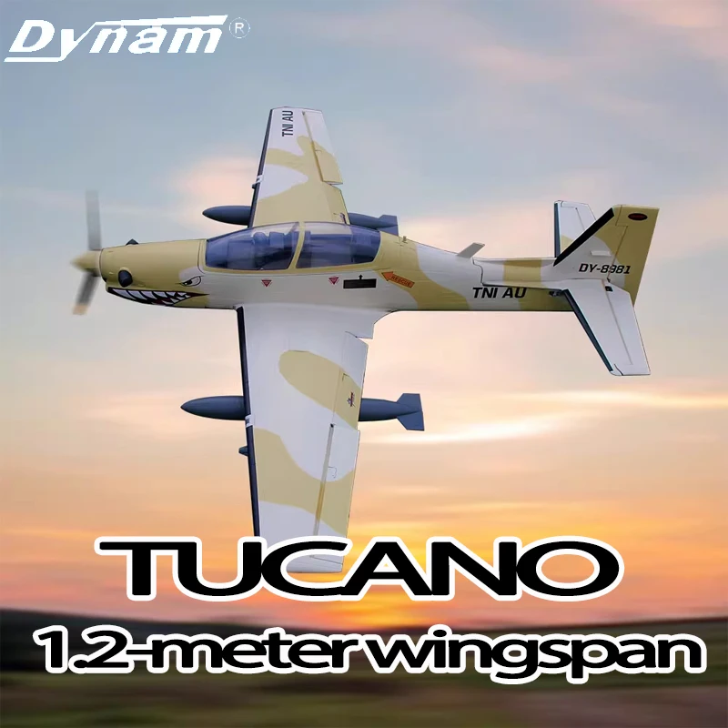 Dynam Toucan Tucano 1,2-metrový rozpätie krídla pripomínajúci skutočné lietadlo, letún s pevným krídlom, letún pre dospelých na voľný čas