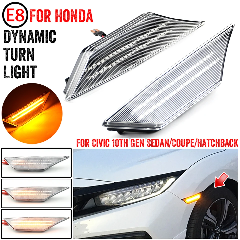 Dynamická LED dióda na bočné markery Turn Signals Signals Sekvenciálny indikátor blinker pre Honda Civic 10. Gen 2016 2017 2018-2020