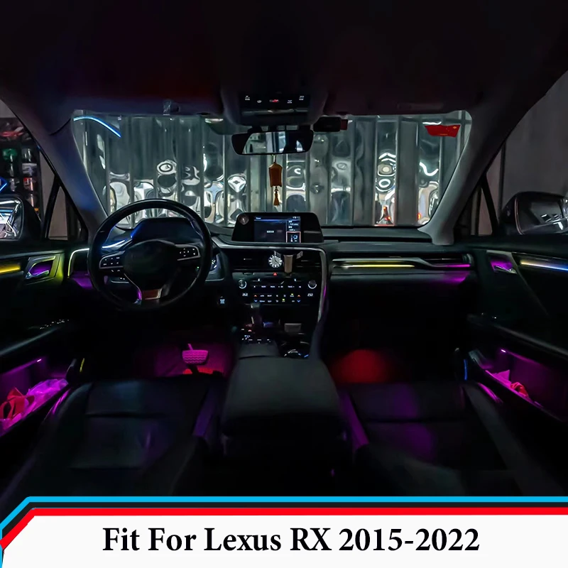 Dynamické svetlo a tieňové farebné atmosféru Svetlo vhodné pre Lexus RX 2015 2016 2017 - 2022 17 Svetlá 64 Farby atmosférové ​​svetlá