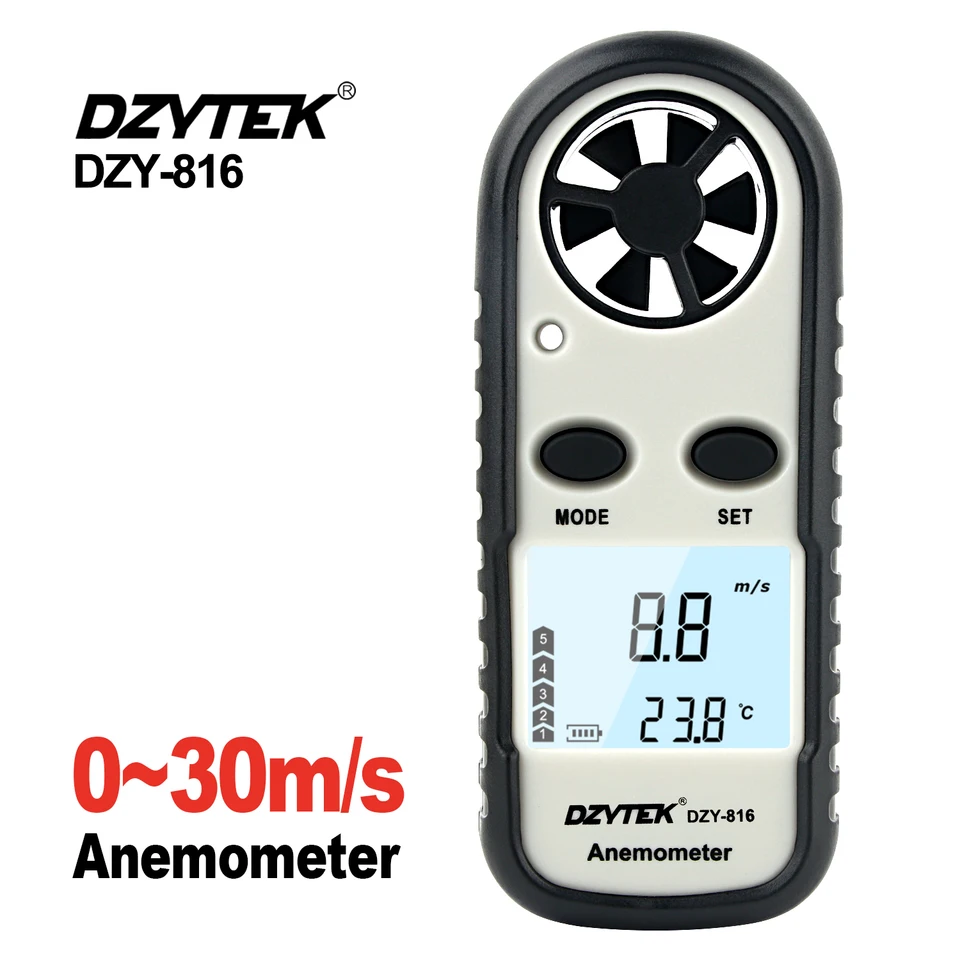 Dzytek prenosný anemometer Mini merač rýchlosti vetra anemometro veterný meter 0-30m/s LCD digitálny ručný merací nástroj