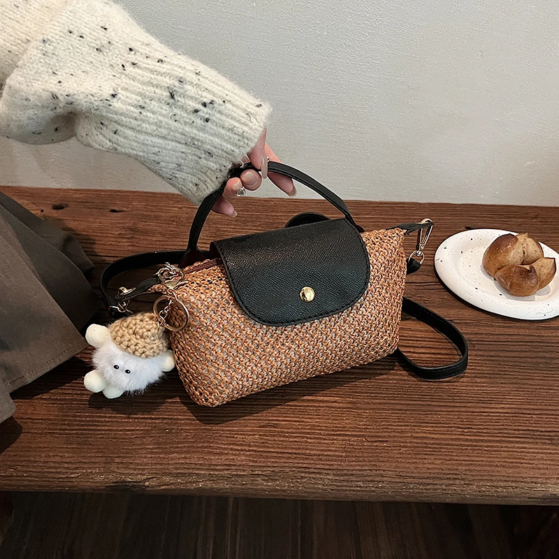 Dámska kabelka Boston Straw Luxusná dizajnérka taška na rameno módna značka Crossbody Bag Ladies Casy Tote Messenger Bag