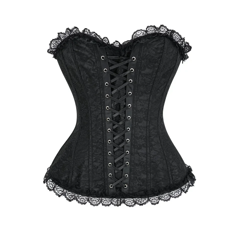 Dámska sexy nadmerná korzet Top Vintage Steampunk Burlesque Lace Floral Bustier Viktoriánsky kostým klubov