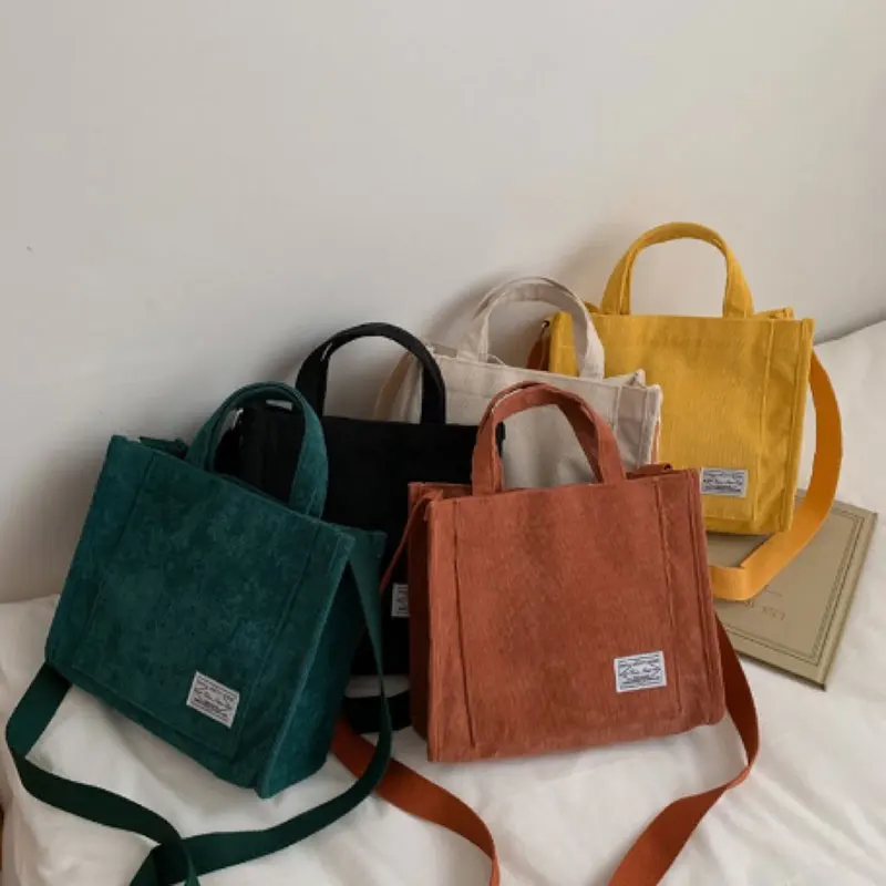 Dámska taška Corduroy Nová malá štvorcová taška Trendy kabelka s jednou sáčkou na rameno
