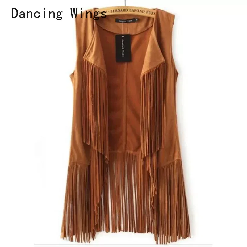 Dámska vesta Coat Autumn Winter Fashion 2024 Sužná etnická strapce s okrajom vesty vesty ženské rukávy bez rukávov vesty
