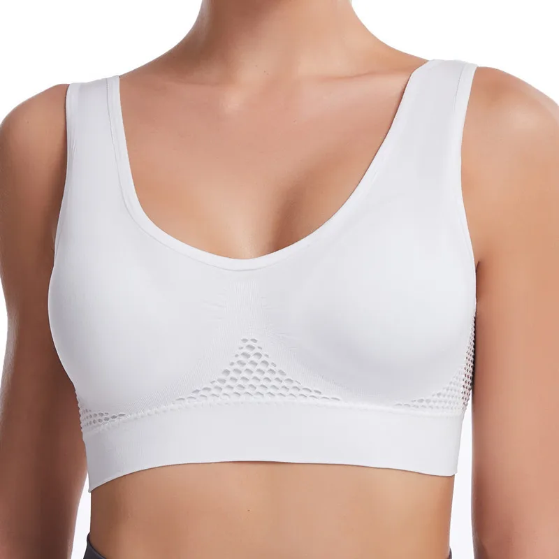 Dámska športová podprsenka Plodina Top fitness Gymning Running Sportswear Wireless Hollow Mesh Yoga podprsenka Športové spodná bielizeň
