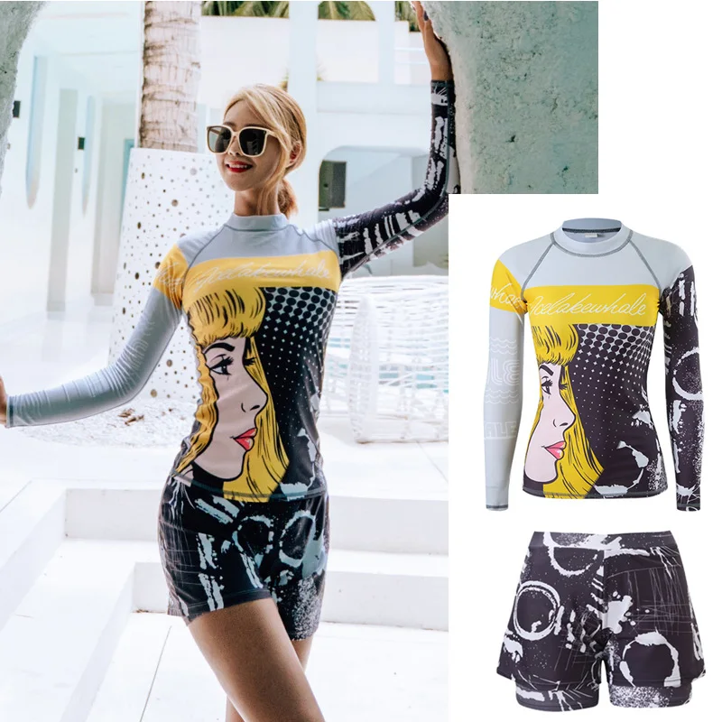 Dámske 2 -dielne slepé rukávy vyrážky strážkyne Čalúnené plavky plavky na plavky Tankini plávajúce košeľa+Boyshorts/Board Shorts Sun UV Ochranca
