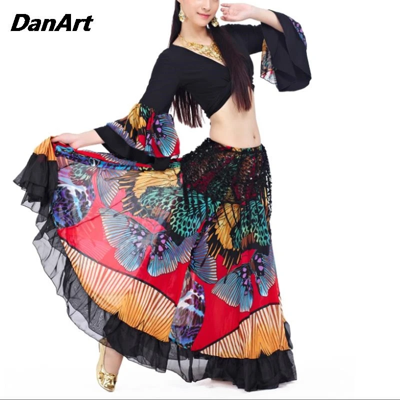 Dámske brušné tanečné pódium Performance sukne Ženy cigán španielsky flamenco orientálny tanečný kostým tréning tréningu 720 stupňov
