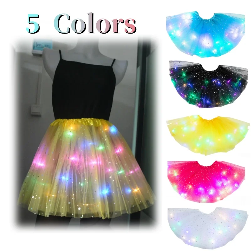 Dámske dievča Glow Star Tutu Light Up sukne narodeniny svadobné šaty LED oblečenie balet tanec halloween vianočné luxusné večierky kostým