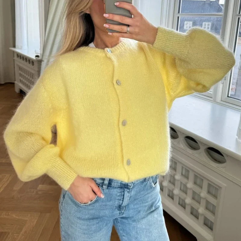 Dámske dámske módne masívne farebné vesty Spring jesenné gombíky, pleta