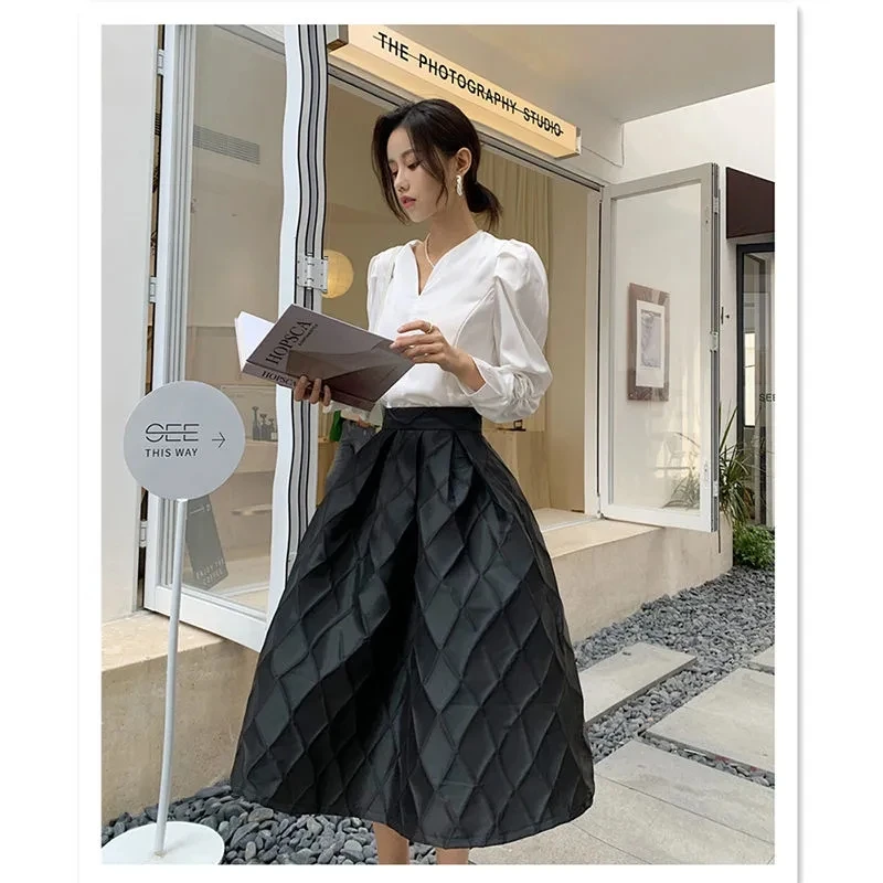Dámske elegantné stereoskopické sukne s zipsom s vysokým pásom Jacquard čierna sukňa s-xxxl 2023 jarné leto jupe femme