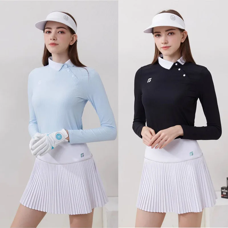 Dámske golfové nosenie 2023 Jeseň s dlhým rukávom Priedušné elastické košele golf krátke sukne culottes dámske športové oblečenie