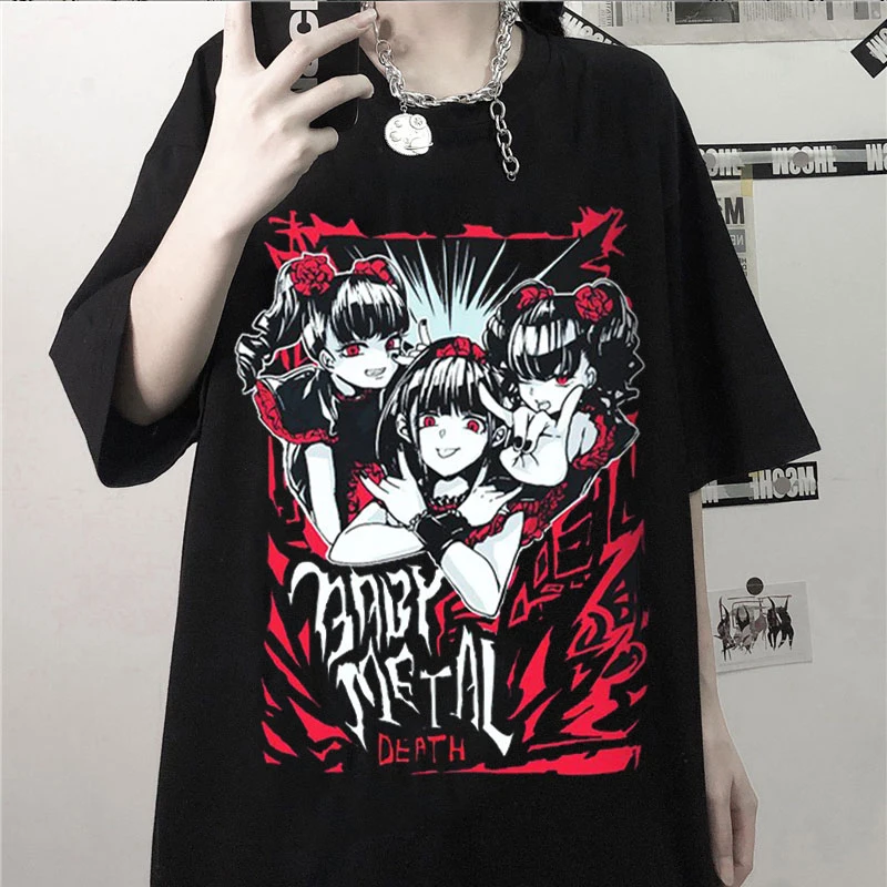 Dámske gotické vrcholy Y2K Street Summer Nový štýl ins harajuku plus veľkosti nadmerne veľké tričko tlač punk vintage emo dámske tričko