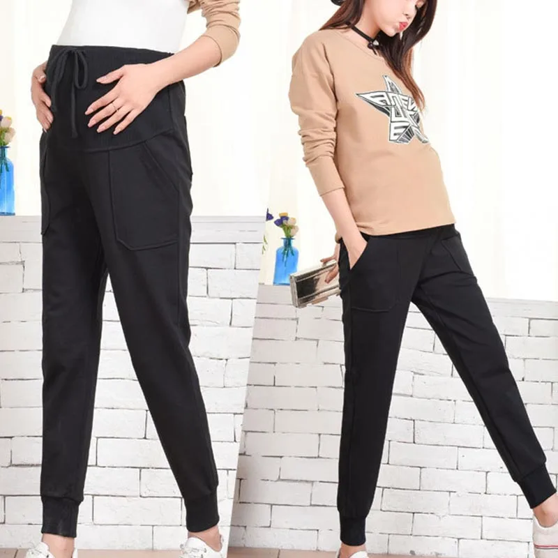 Dámske jarné a jesenné materské športové nohavice Activewear Jogger Track Cuff Sterning Over Belly Restay Tehotens Pants