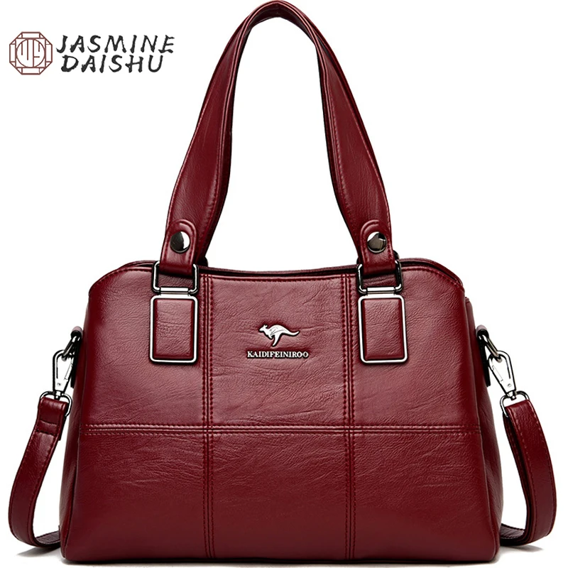 Dámske kožené kabelky 3-vrstvové veľké luxusné tašky na rameno pre ženy tote ultra kvalitné ovčie kožné vrecko s vakom