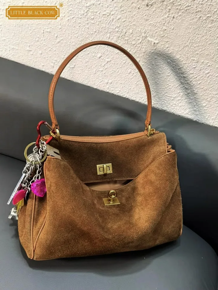 Dámske kravské semišové kožené podriadené tašky HASP veľké kapacity Dámy Dámy práce totes kabelka vintage nové módne tašky na plece