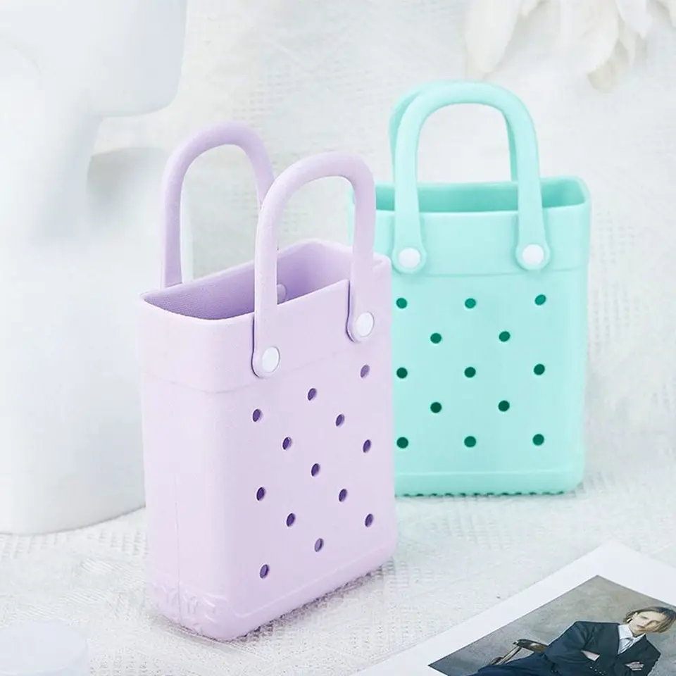 Dámske kreslené vzorové kabelky vodotesné eva ručne vyrábané DIY diera pasta hračky dekorácie pláž prenosné cestovné mini telefónne taška