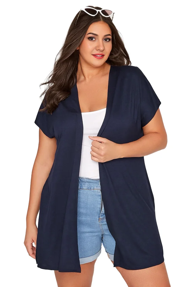 Dámske krátke rukávy plus letné letné kimono kardigan dlhé voľné otvorené predné predné predné veľké veľkosti Elegantné plážové víkendové sveter 5xl 6xl 7xl