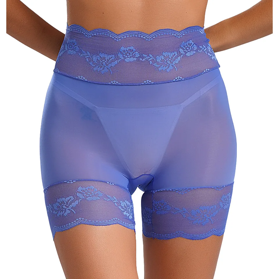 Dámske kvetinové čipky Pozrite sa cez briefs sexy spodné prádlo s vysokým pásom číre pletivo spodné prádlo nohavičky