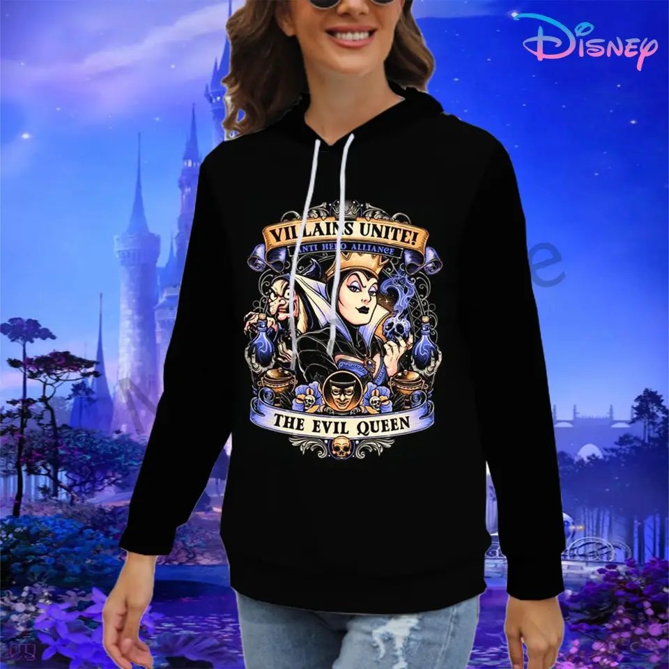 Dámske mikiny S-3xl Disney Evil Queen Autumn Youstle Woman Clothes Winter Lovely Y2K 3D tlač s dlhým rukávom na voľný čas Streetwear