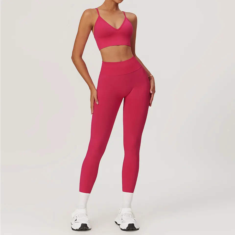 Dámske odevy tracksuit 2ks fitness jogy set športového oblečenia športové podprsenky s vysokým pásom legging gymning odev bezšvový športový oblek