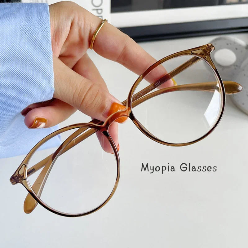 Dámske okrúhle Čisté okuliare Myopia Priehľadné okuliare na okuliare na okuliare očné okuliare Unisex anti-modrá ray ray diopter myopia