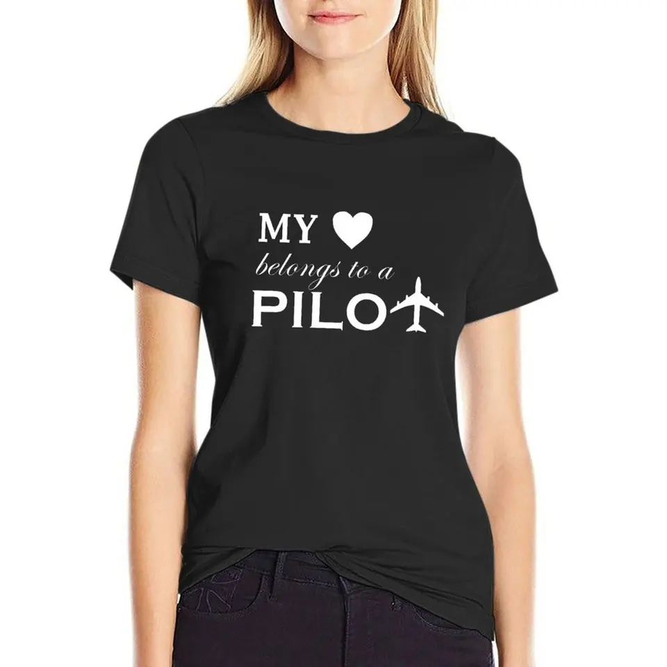 Dámske pilotné manželka tričko My Love A Pilot pre pilotov manželka priateľka Tričko Trič