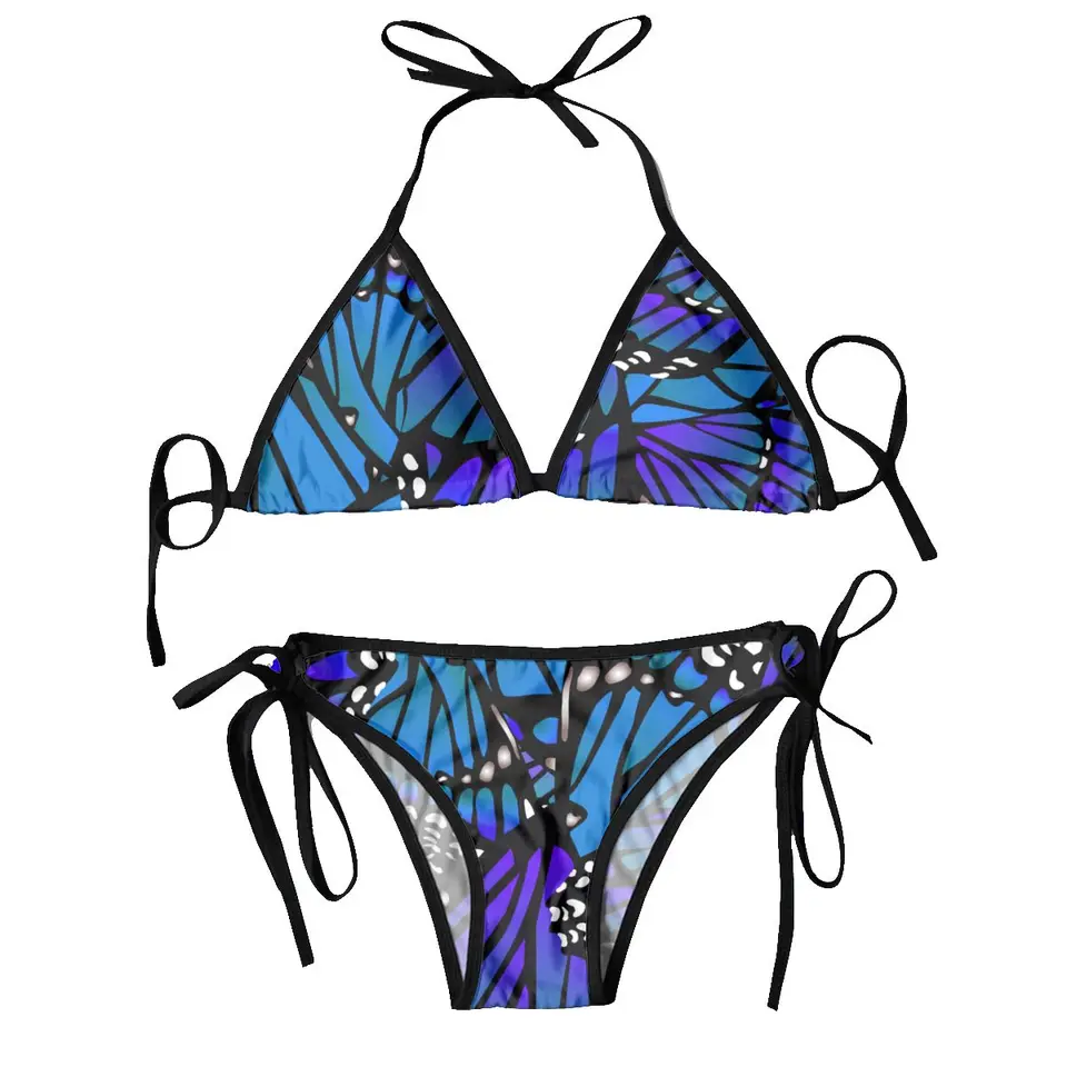 Dámske plavky dvojdielne dovolenkové oblečenie 2024 Bikinis Sets Monarch Butterfly Wings Blue