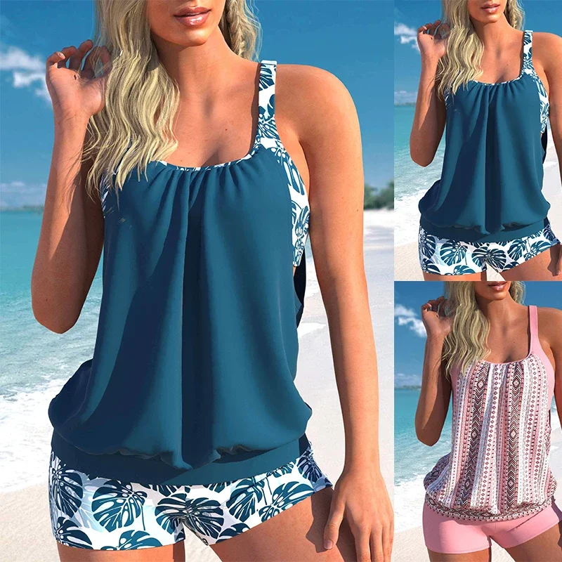 Dámske plážové oblečenie MASION Color Dámy tankini tankini plavky visiaci krk plavky dva kusové bikiny set Beachwear S-6XL