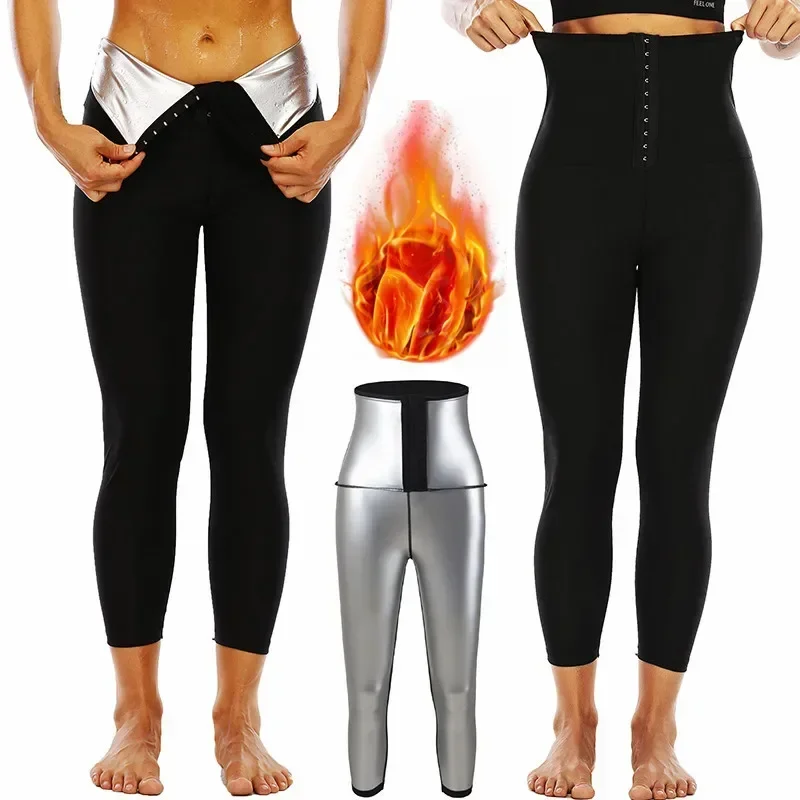 Dámske potné tvarovanie Thermo Vysoký pás nohavice Sauna Suits Body Shaper Trainer Slimming Shorts Fitness Legíny