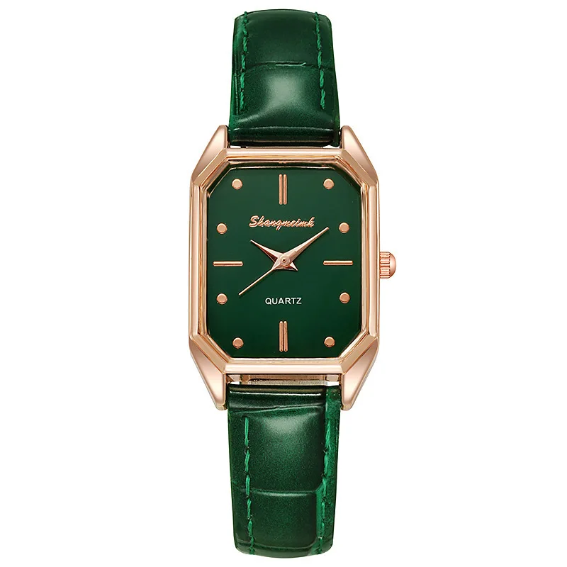 Dámske Quartz hodinky Náramok Zelený číselník Simple Rose Gold Dial Luxury Dámske hodinky Značky Značka Dámske hodinky módne námestie