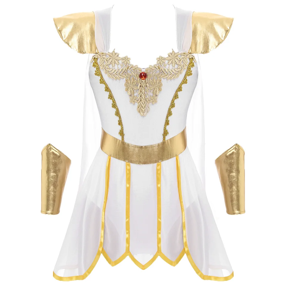 Dámske rímske rytierske rytier starodávne toga grécke cosplay kostýmy mytológia kovová kapusová sukňa princezná šaty s náramkami s náramkami