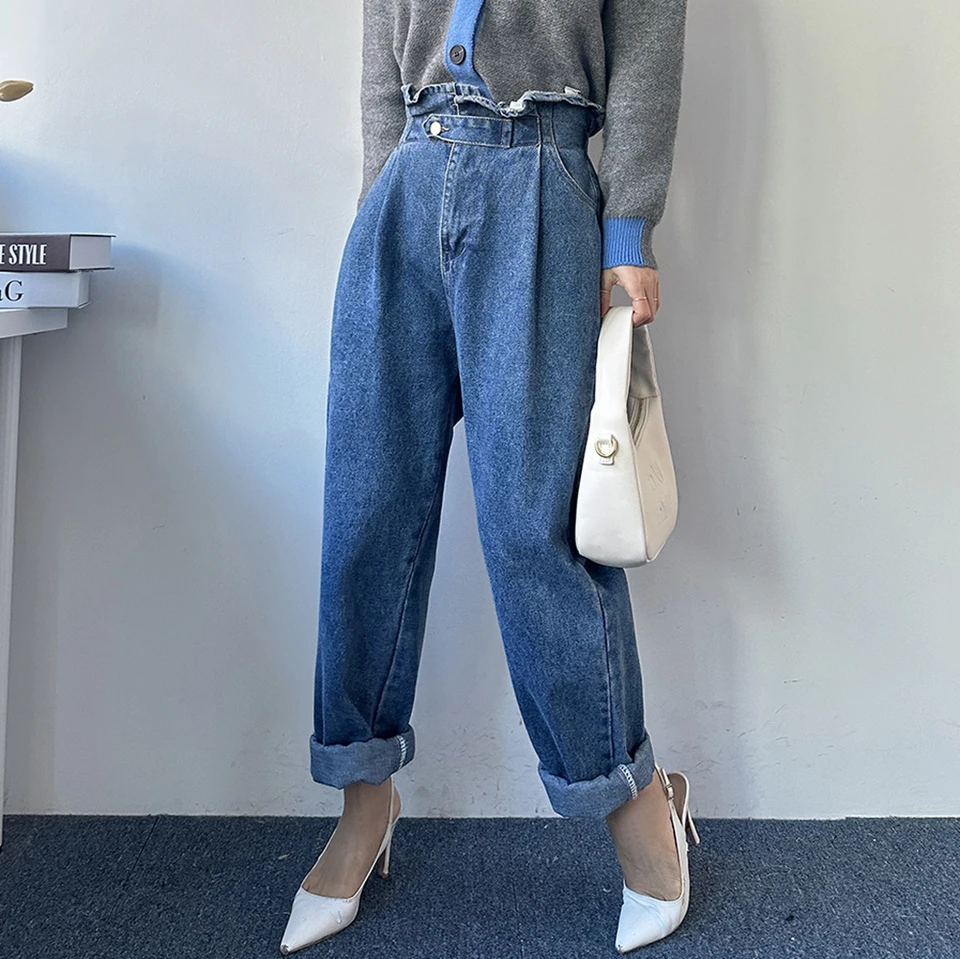 Dámske slouchy baggy s vysokým pásom džínsy Ženy oblečenie dievčat módne džínsové džínsové nohavice nohavice Ženy Ženské oblečenie baax6043
