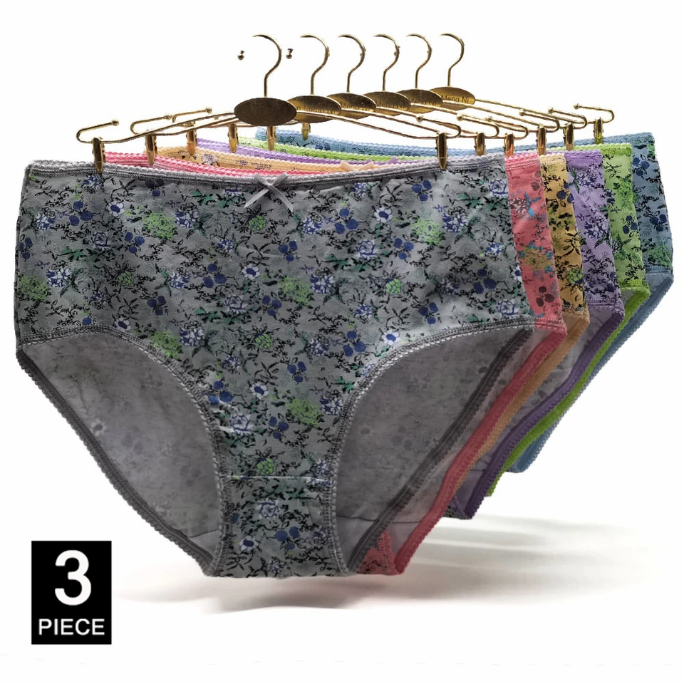 Dámske spodné prádlo plus prúžky solídne ženské nohavičky pre ženy pre ženy Cotton Fashion Girls Cozy nohavičky 3 PCS/veľa