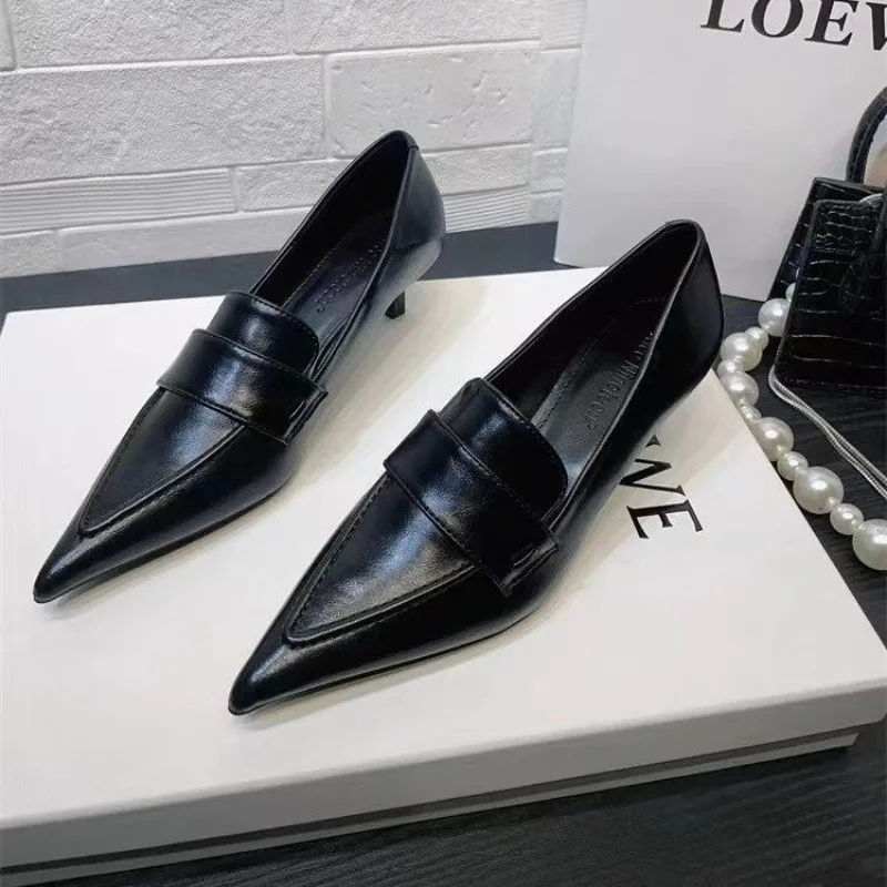 Dámske stredne podpätky módne módne ležérne kancelárske plytké pevné farebné elegantné šaty Jeseň Nový trend špicatý špičkový špičkový špičkový topánky