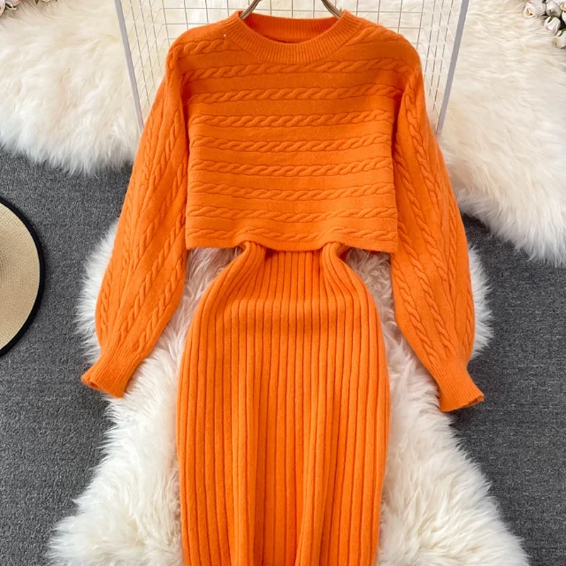 Dámske sveter šaty pletené dlhé rukávy a neformálne bez rukávov dvojdielne súpravy šaty zodpovedajúce súpravy Parsonál Parlovers Autumn Winter
