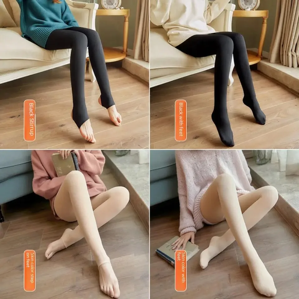 Dámske tepelné legíny nohavičky Panty Fleece Dámske pančuchové pančuchy Zimné falošné priesvitné teplé sexy pančuňa Zima