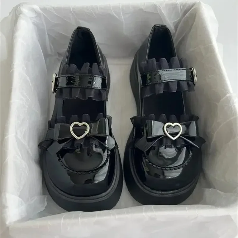 Dámske topánky Mary Janes Spring Bowknot Plytké platformy Okolo špičky topánky pre ženy Štupky Študenti dámske topánky Lolita Pumps