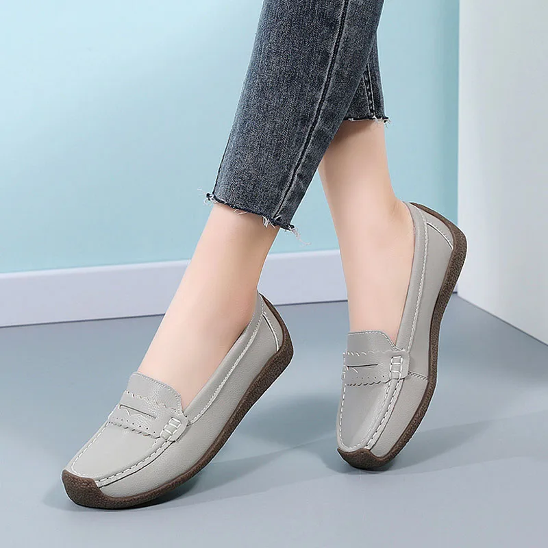 Dámske topánky mäkké kožené topánky ploché mokasíry dámske mokasíny neformálne Zapatos majer byty ženská obuv veľkú veľkosť 43 44 WSH5121