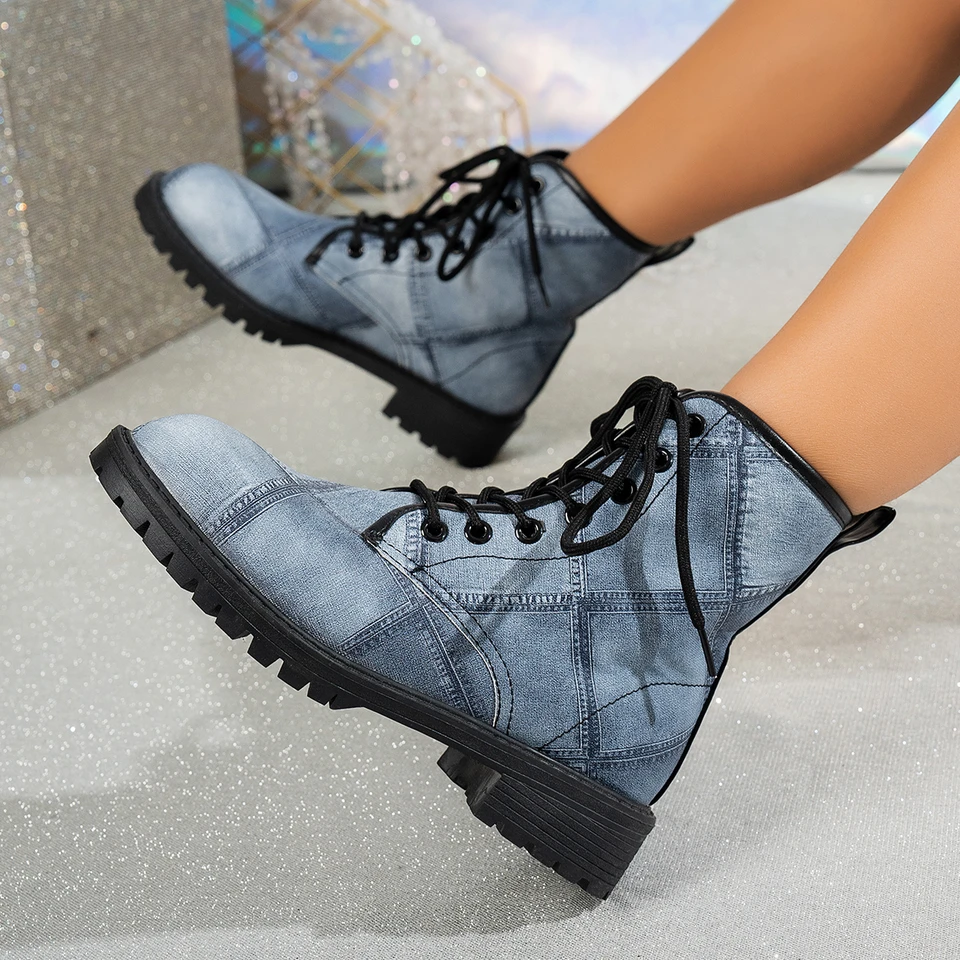 Dámske topánky členkové topánky Cowboy New Rock Punk Round Toe Platforma Woman Pohodlné štýlové tenisky Luxusné príležitostné robustné propagácia