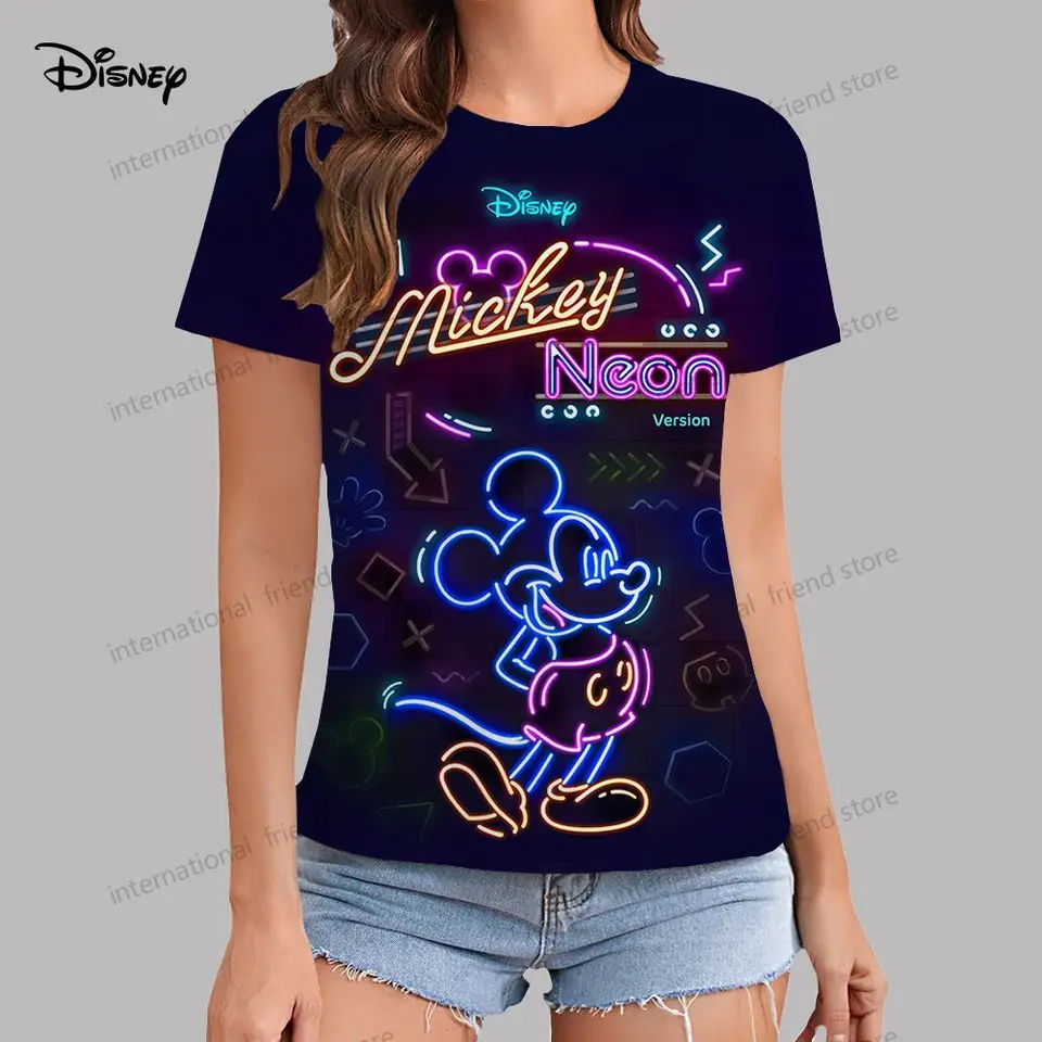 Dámske tričko Disney Mickey Mouse Tričká XS-3XL Y2K O BECK STREET Noste voľný čas letné mladistvé oblečenie lacné topy