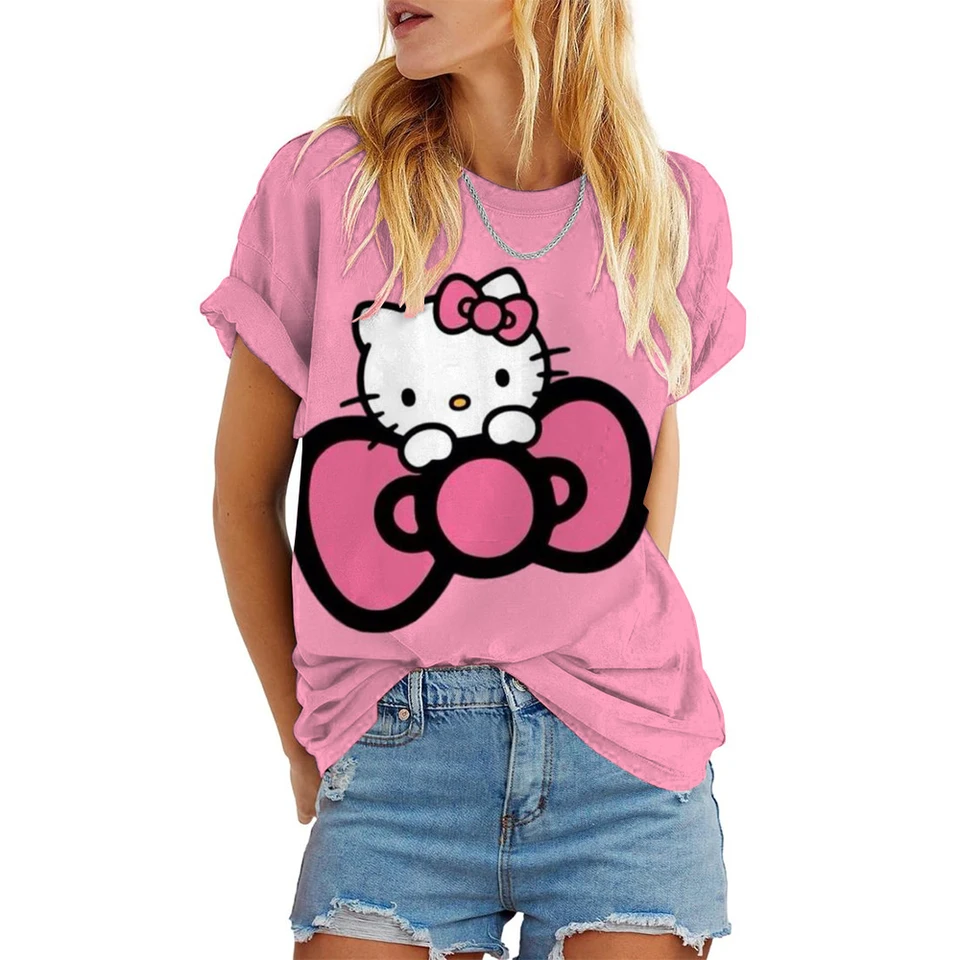 Dámske tričko Hello Kitty Tlač Tričko Dámske tričko s krátkym rukávom 2025 leto Populárne T-shir