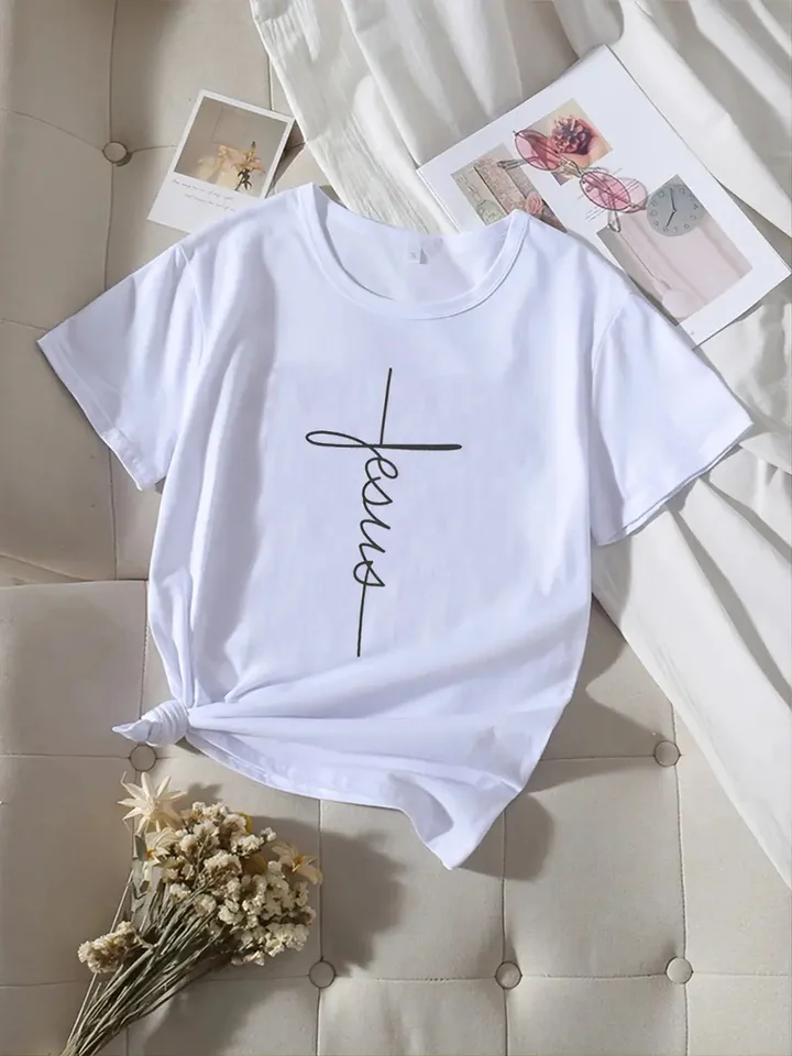 Dámske tričko Jes Tričko Top Tee Print Tops Tee čierne tričko Ženské letné tričko 90. roky Grafické tričko Grafické tričko ženské roztomilé topy Tee