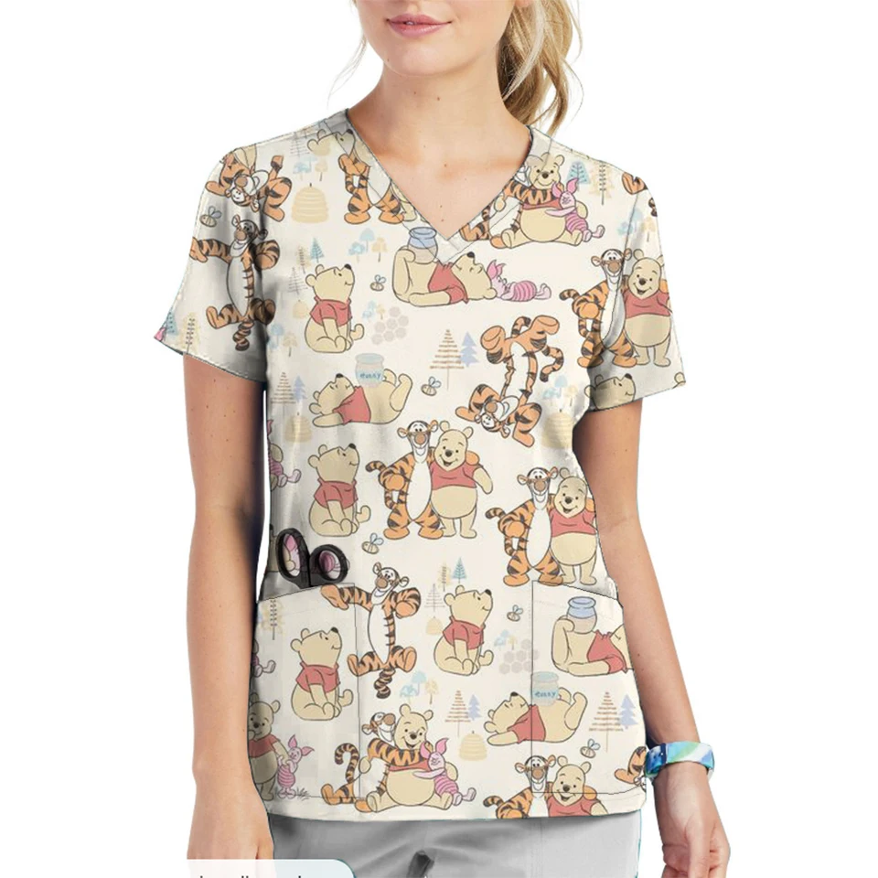 Dámske tričko s virhanom Dámske tričko Uniforma Disney vreckové estetické oblečenie Kórejská módna žena Lion King Winnie Print yk2 kpop