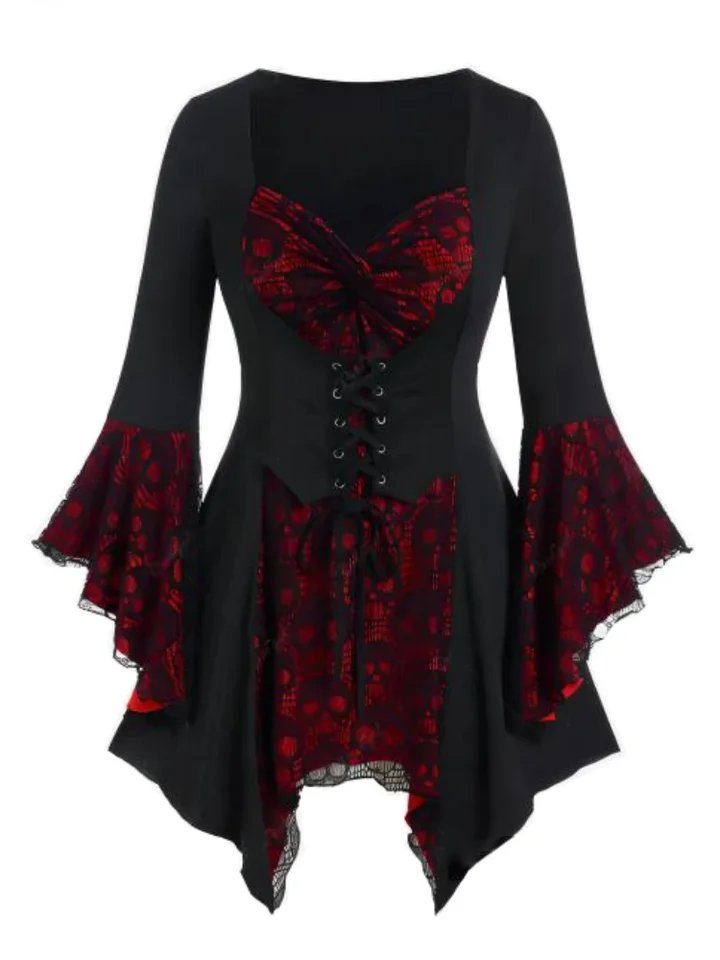 Dámske tuniky Plus tunika Top Gothic s dlhým rukávom Tričko miláčik krk Loose Top Top Dámy
