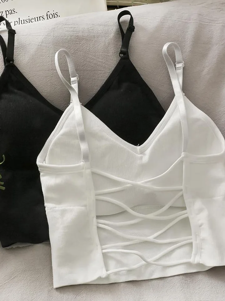Dámske vrcholy sexy tank top ženy vstavané v podprsenke solídne farebné camis pre ženy, plodina, zhora mimo rukáv