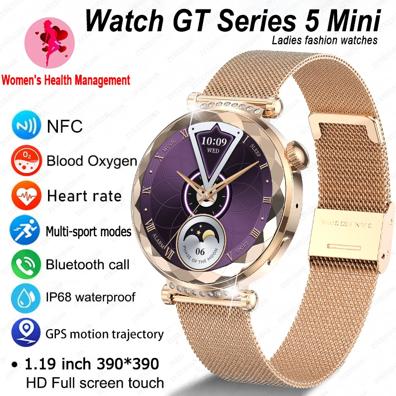 Dámske Watch GT Series 5 Mini Smart Watch HD Screen Bluetooth Call Srdcová frekvencia NFC IP68 Witerproof Smart Watch for Android iOS