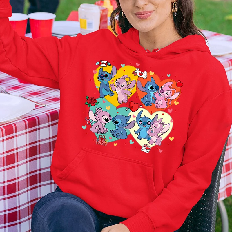 Dámske zimné bundy Japonsko Y2K anime oblečenie plus dámsky odev vianočný darček Disney Star a Stitch Pattern Hoodie
