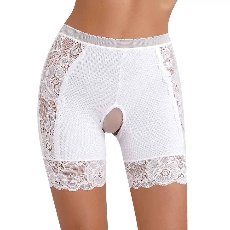 Dámske čipky Open Crotch Bezpečnostné nohavičky Šortky Skinny spodná bielizeň nohavičky s vysokým pásom Boyshorts Blifs pre klubové oblečenie