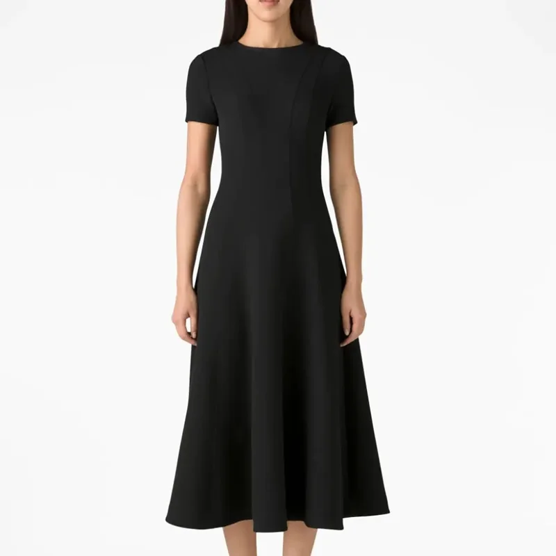 Dámske šaty s krátkym rukávom O-krku, Solid, OL, Fashion, New, 2023, 32009